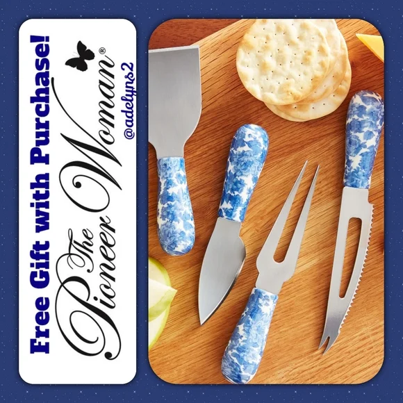 Last Set 🌺 New Pioneer Woman Heritage Floral Cheeseboard Knife Serving Set - Picture 1 of 6